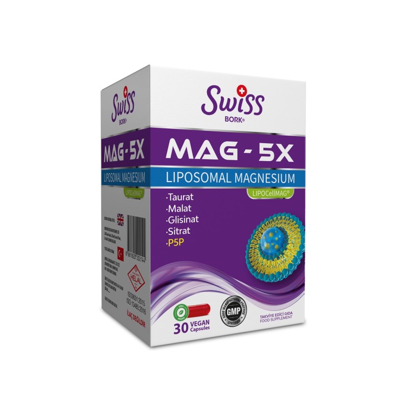 Swiss Bork MAG-5X Lipozomal Magnezyum 30 Kapsül