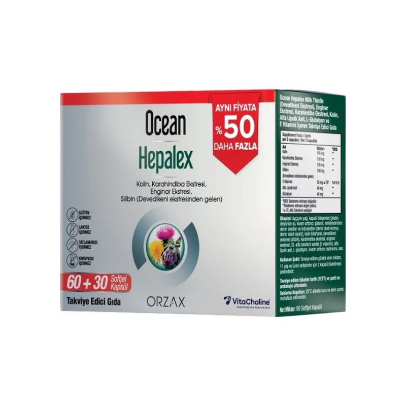 Ocean Hepalex 60+30 Softjel Kapsül - %50 Daha Fazla