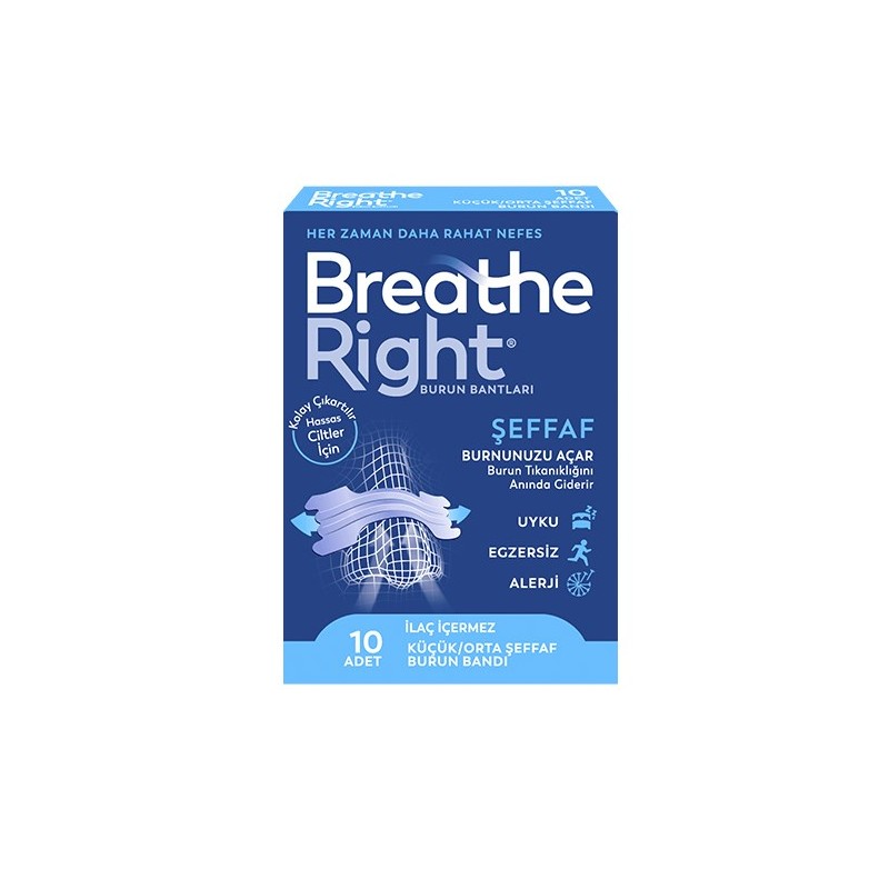 Breathe Right Hassas Ciltler İçin Şeffaf 10'lu Burun Bandı