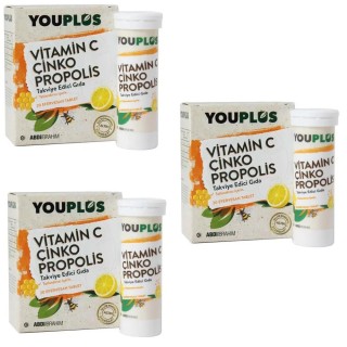 Youplus Vitamin C Çinko Propolis 20 Efervesan Tablet 3 lü Paket