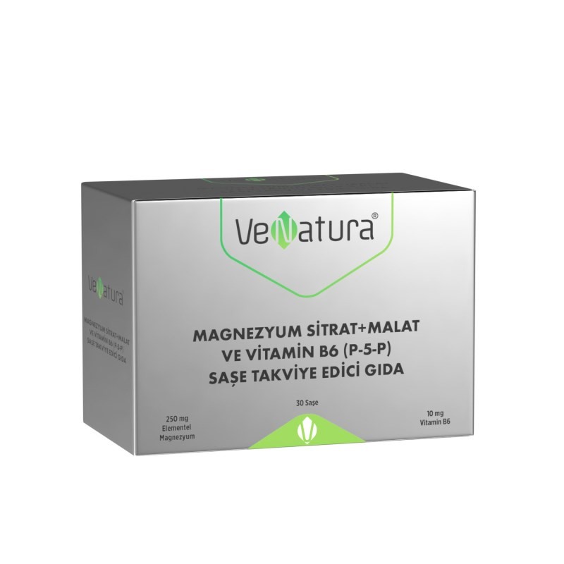 Venatura Magnezyum Sitrat + Malat ve Vitamin B6 (P-5-P) 30 Saşe