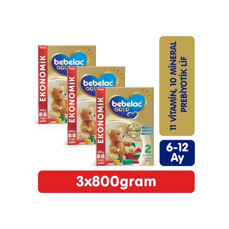 Bebelac Gold 2 Devam Sütü 800 gr 3 Adet