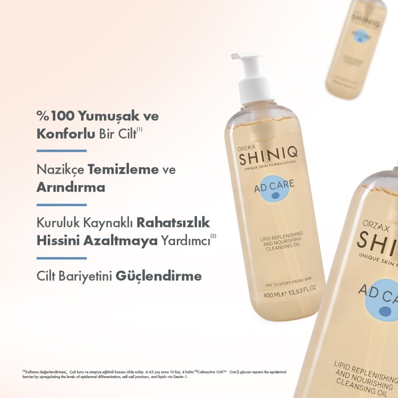 Orzax Shiniq Vücut Temizleme Yağı 400 ml Kuru Çok Kuru ve Atopiye Eğilimli Ciltler için