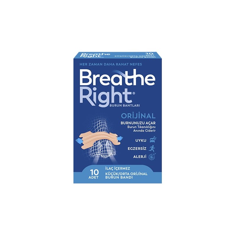 Breathe Right Normal Ciltler İçin Normal Boy 10 Adet Burun Bandı