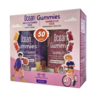 Ocean Gummies Multivitamin Kids 60 Adet Çiğnenebilir + Sambucus Kıds 60 Adet Jel Form