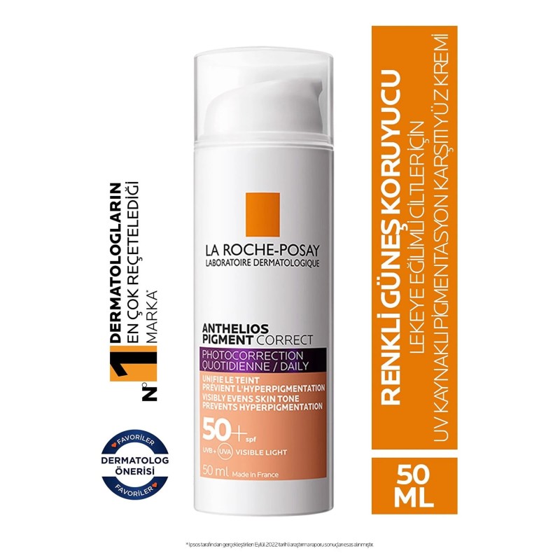 La Roche-Posay Anthelios Pigment Correct Medium Renkli 50 Faktör Güneş Kremi 50 ml