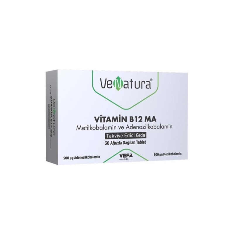 Venatura Vitamin B12 Ma Metilkobalamin ve Adenozilkobalamin 30 Tablet