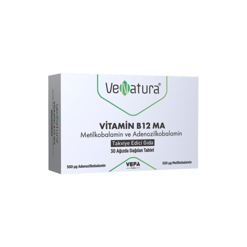 Venatura Vitamin B12 Ma Metilkobalamin ve Adenozilkobalamin 30 Tablet