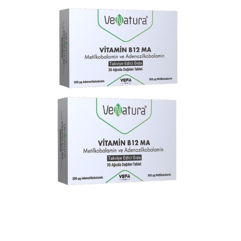 Venatura Vitamin B12 Ma Metilkobalamin ve Adenozilkobalamin 30 Tablet 2 Adet