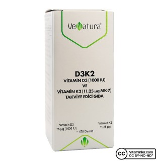 Venatura D3K2 Vitamin D3 ve K2(11,25 mcg MK-7) Damla 20 ml