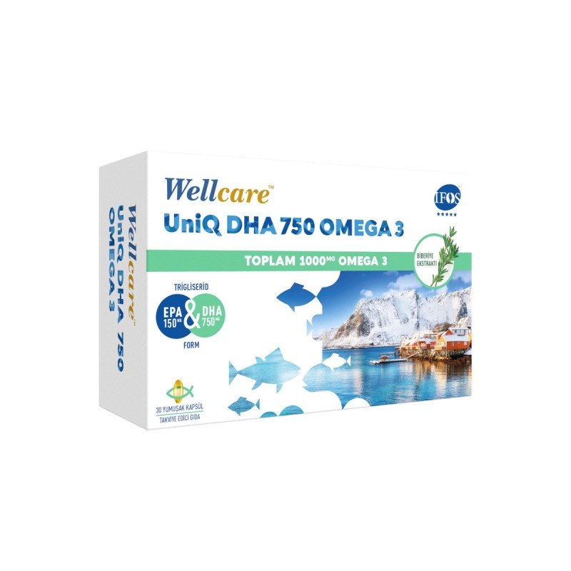 Wellcare UniQ DHA 750 Omega 3 30 Kapsül