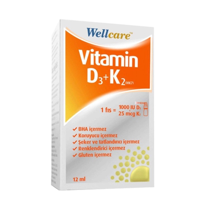 Wellcare Vitamin D3+K2 1000 IU Sprey 12 ml