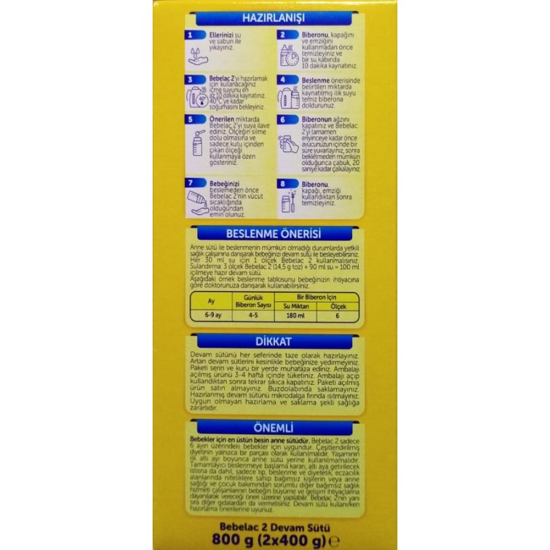 Bebelac 2 Devam Sütü 800 gr
