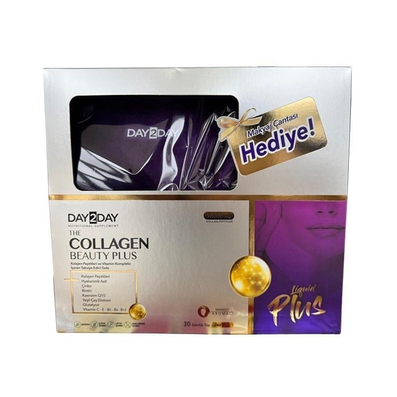 Day2Day The Collagen Beauty 30 Günlük Tüp (Mango Aromalı )Makyaj Çantası Hediyeli