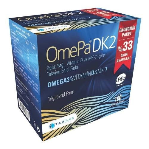 OmePa DK2 Omega 3 Vitamin D ve MK-7 100 Kapsül