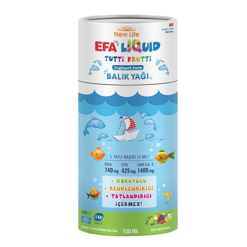 New Life EFA Liquid Tutti Frutti Balık Yağı Şurubu 150ml