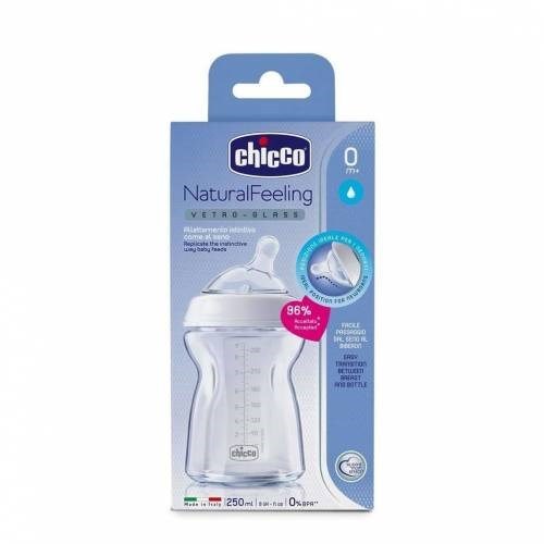 Chicco Natural Feeling Vetro Glass Biberon 0 Ay+ 250 ml