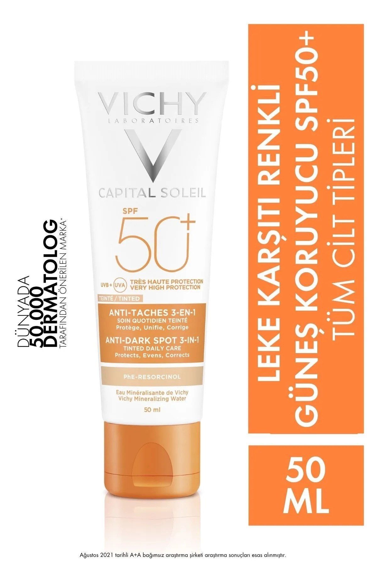 Vichy Capital Soleil Antı-Dark Spot 3 in 1 Leke Karşıtı 50 Faktör Renkli Güneş Kremi 50 ml