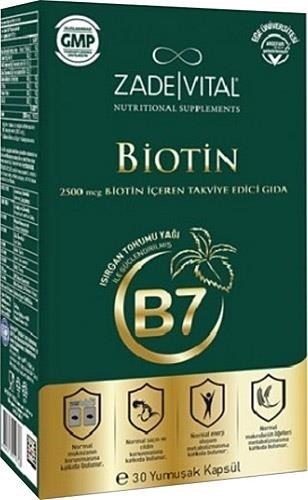 Zade Vital Biotin 2500 mcg 30 Kapsül