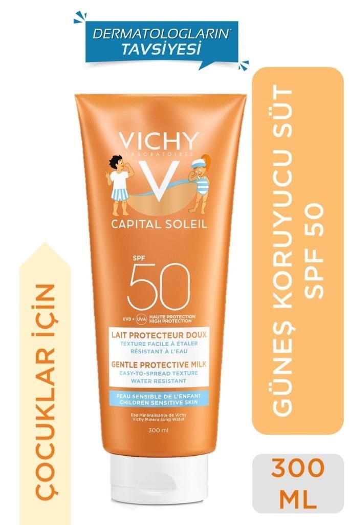 Vichy Ideal Soleil Lait Enfants Spf 50+ 300 ml Çocuklar için Yüz ve Vücut Güneş Sütü