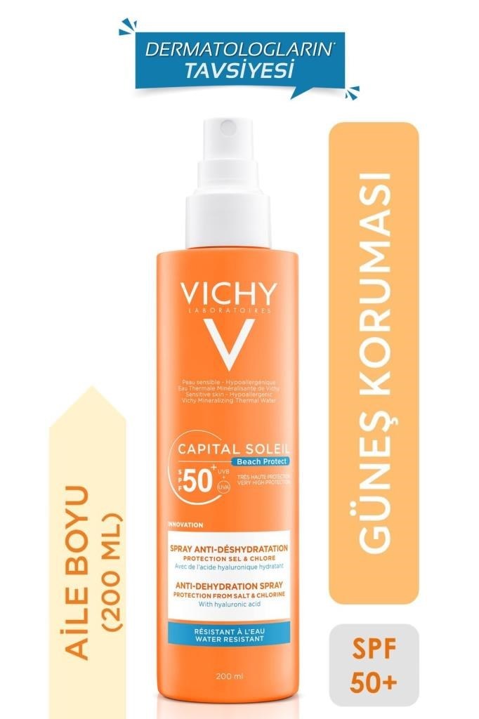 Vichy Capital Soleil Beach Protect Spf 50 200 ml Plajlar için Yüz ve Vücut Spreyi
