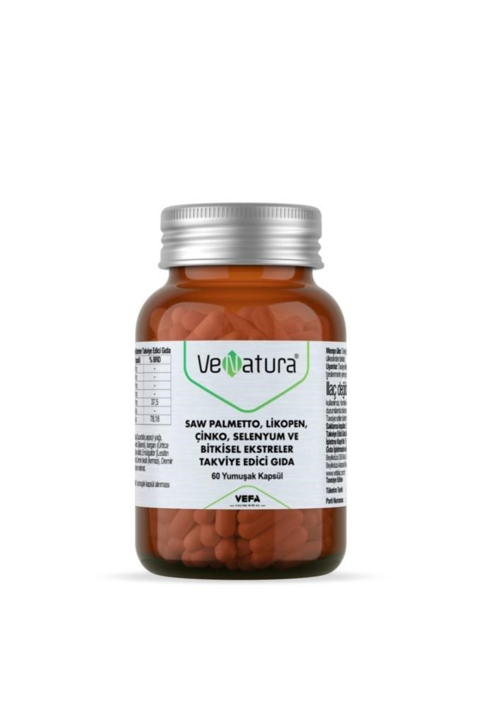Venatura Saw Palmetto Plus, L-Arjinin Likopen,Mineral ve Bitkisel Ekstreler 60 Kapsül