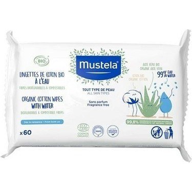Mustela Organik Pamuklu Islak Mendil 60 Yaprak