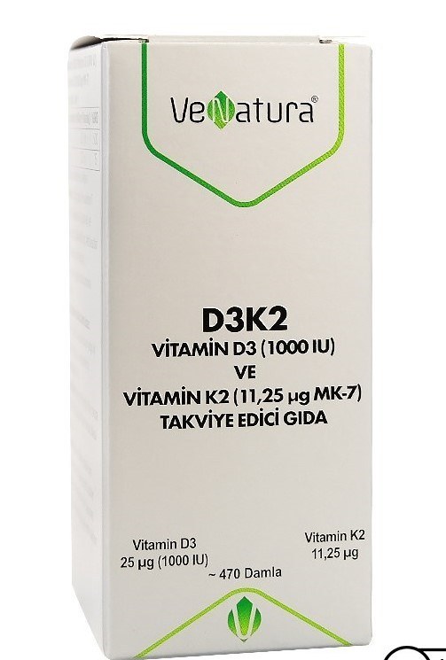 Venatura D3K2 Vitamin D3 ve K2(11,25 mcg MK-7) Damla 20 ml
