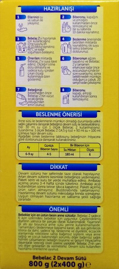 Bebelac 2 Devam Sütü 800 gr