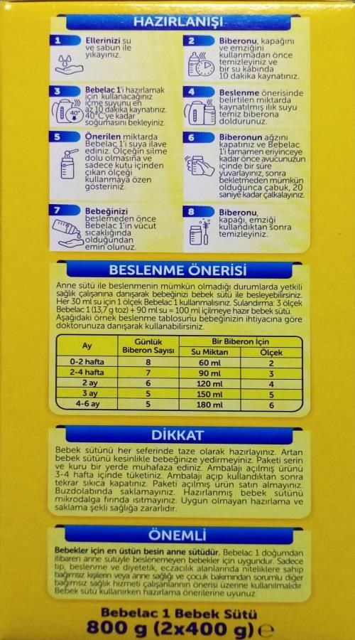 Bebelac 1 Çocuk Devam Sütü 800 gr