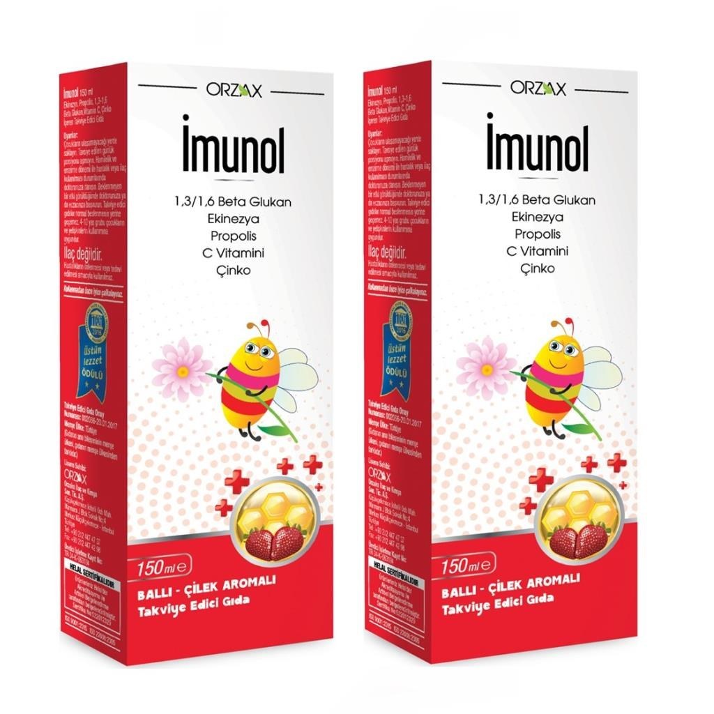 İmunol Ballı Çilek Aromalı 2 li Paket 150 ml Şurup