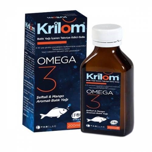 Krilom Omega 3 Balık Yağı 200 ml Şeftali ve Mango Aromalı