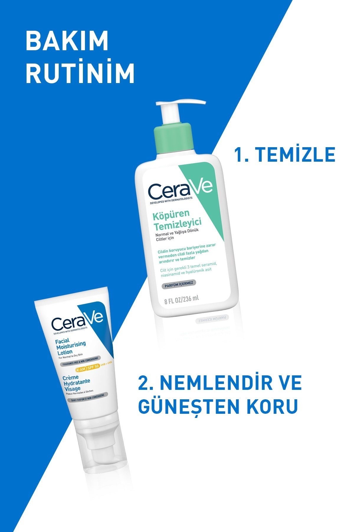 Cerave Normal ve Kuruya Dönük Ciltler İçin Yüz Nemlendirici Krem Spf 50 52 ml