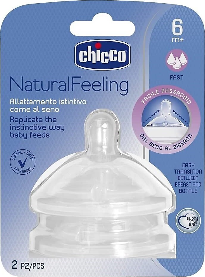 Chicco Natural Feeling Biberon Emziği 6+ Ay Hızlı Akış 2 li