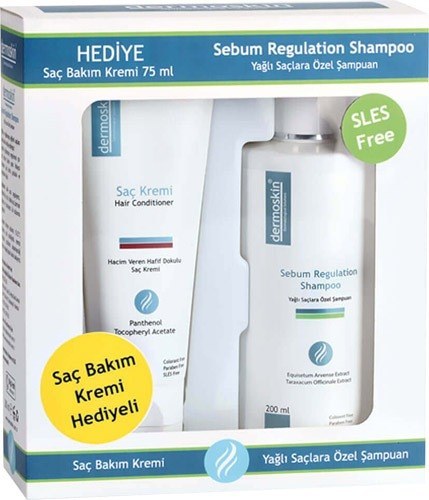 Dermoskin Sebum Regulation Yağlı Saçlar 200 ml + Saç Kremi 75 ml Hediyeli Şampuan (SKT:10/2023)