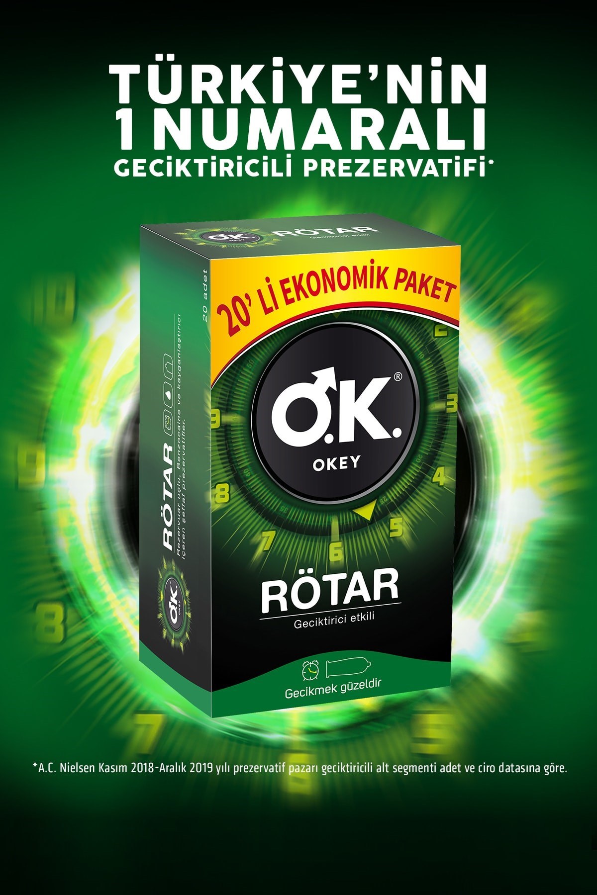 Rötar Geciktiricili 20 li Prezervatif + Okey Ginseng Masaj Jeli Su Bazlı 200 ml