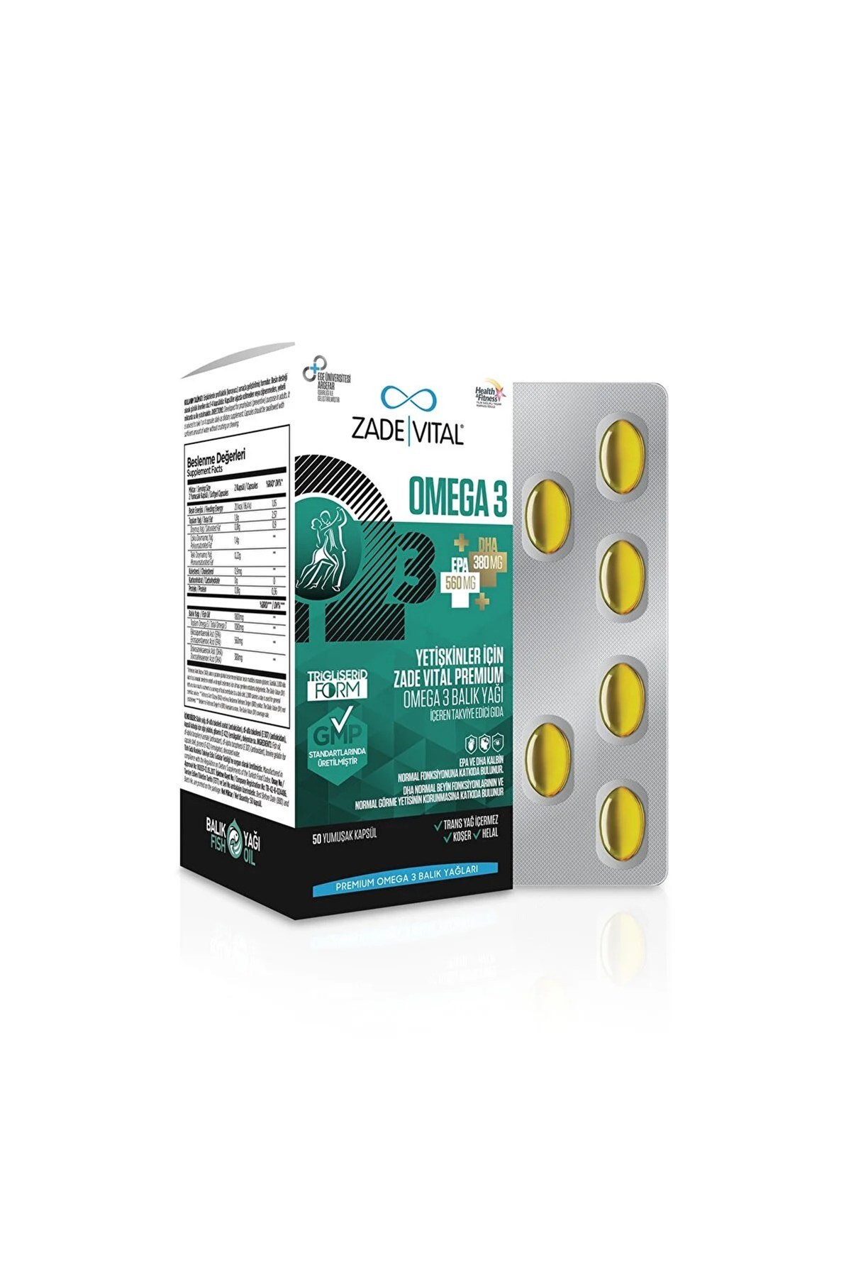 Zade Vital Premium Omega 3 Balık Yağı 50 Kapsül