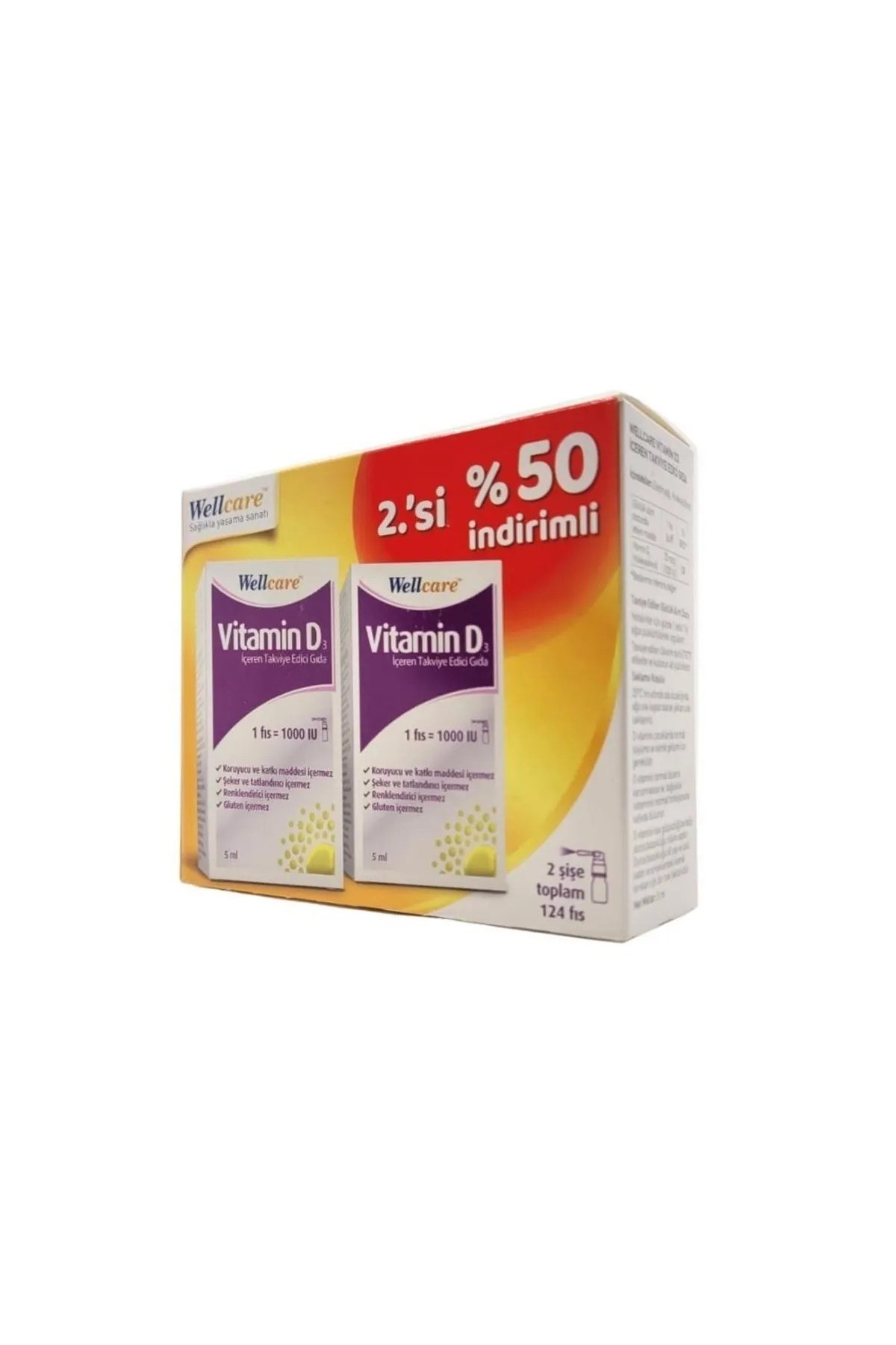 Wellcare Vitamin D3 1000 IU 2 X 5ml Sprey 2.si %50 İndirimli