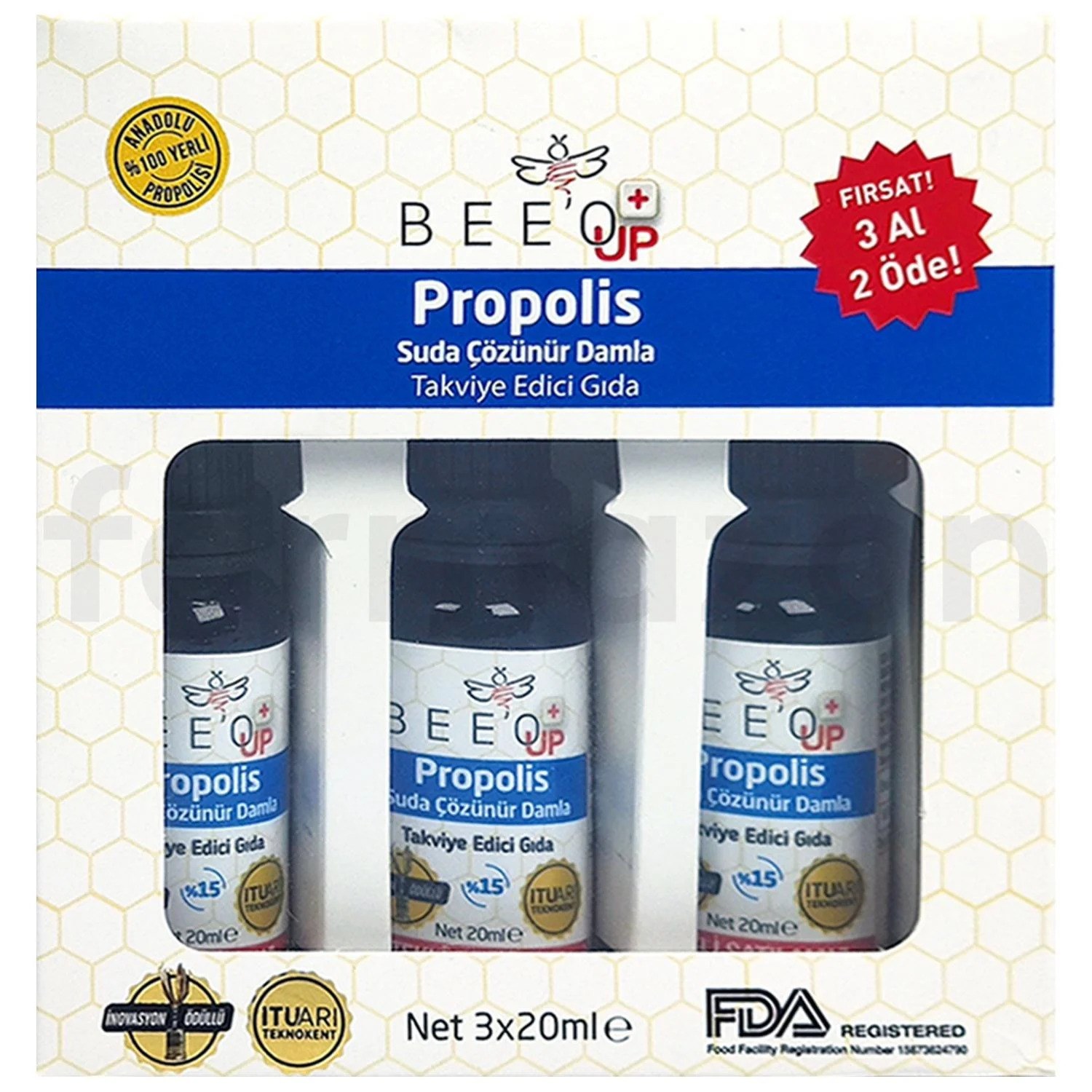 Bee o Up %15 Suda Çözünür Propolis Damla 20 ml 3 Al 2 Öde