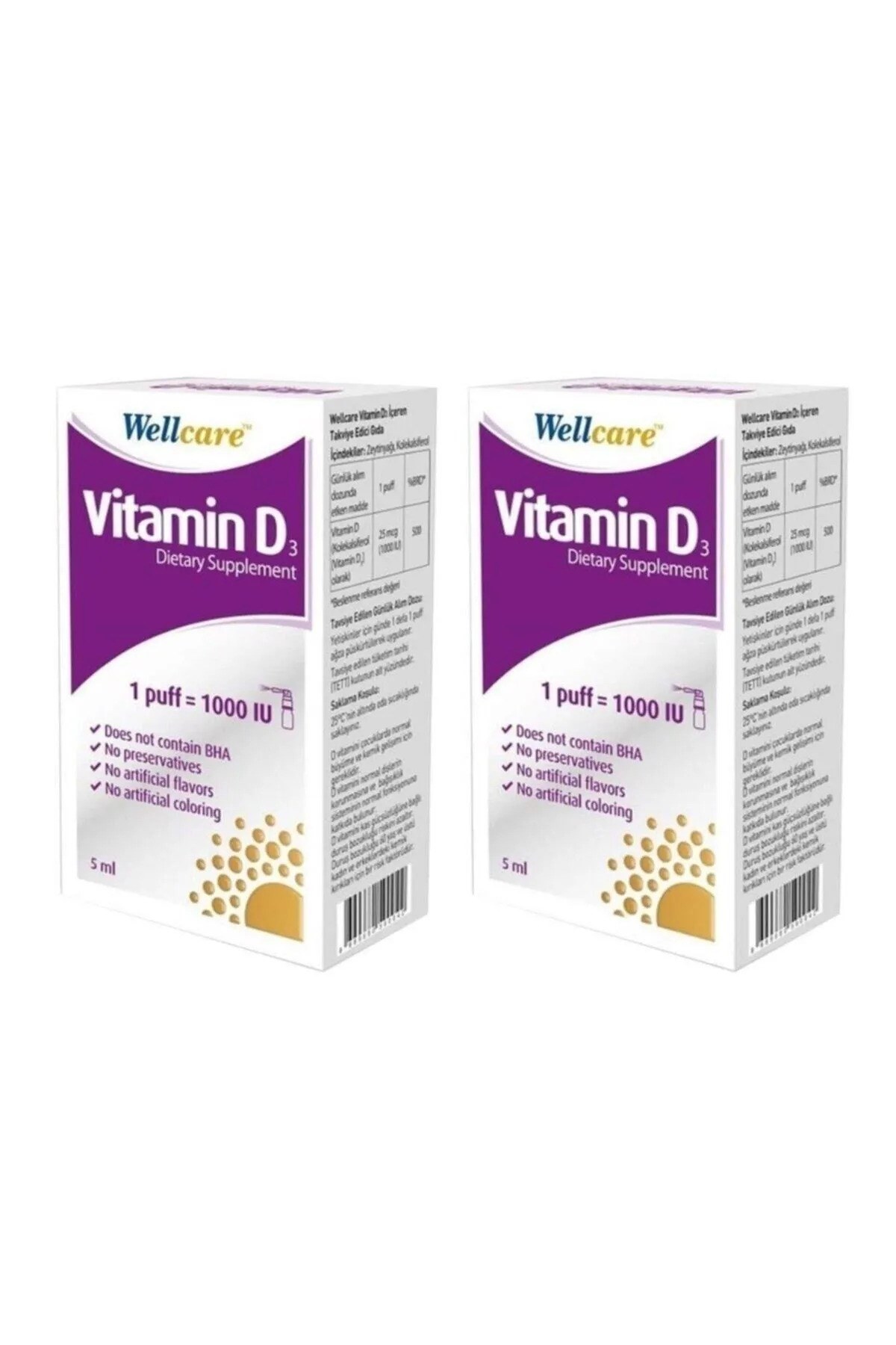 Wellcare Vitamin D3 1000 IU Sprey 5 ml 2 Adet