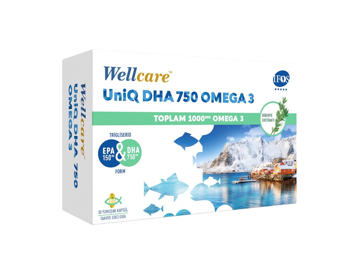 Wellcare UniQ DHA 750 Omega 3 30 Kapsül