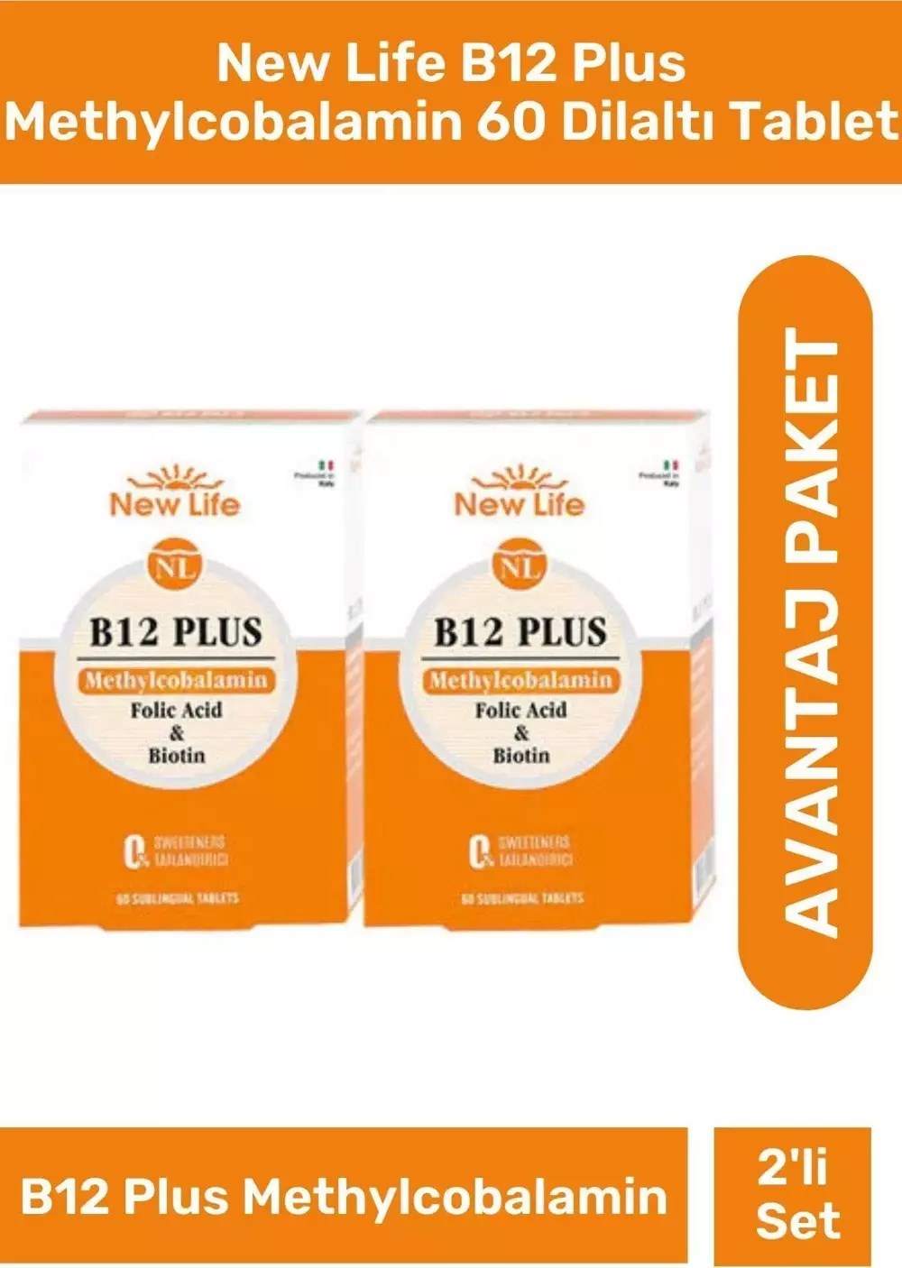 New Life B12 Plus 60 Dil Altı Tablet 2'li Paket