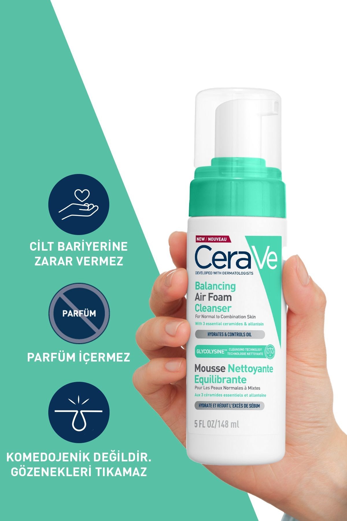 Cerave Normal, Karma Ve Hassas Ciltler Için Köpük Temizleyici 148ml