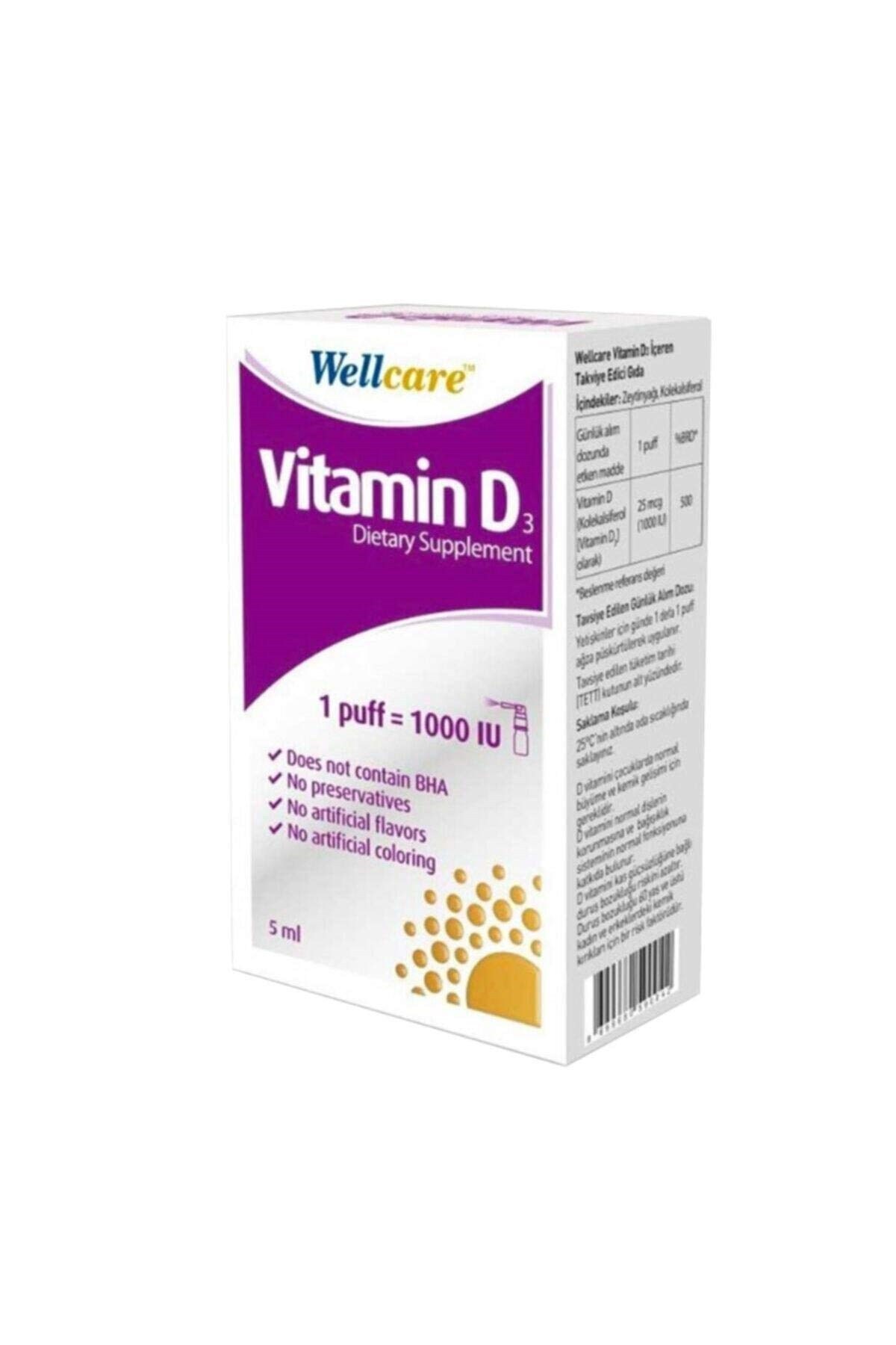 Diğer Wellcare Vitamin D3 1000 Iu 5 Ml Sprey Skt:09/2021