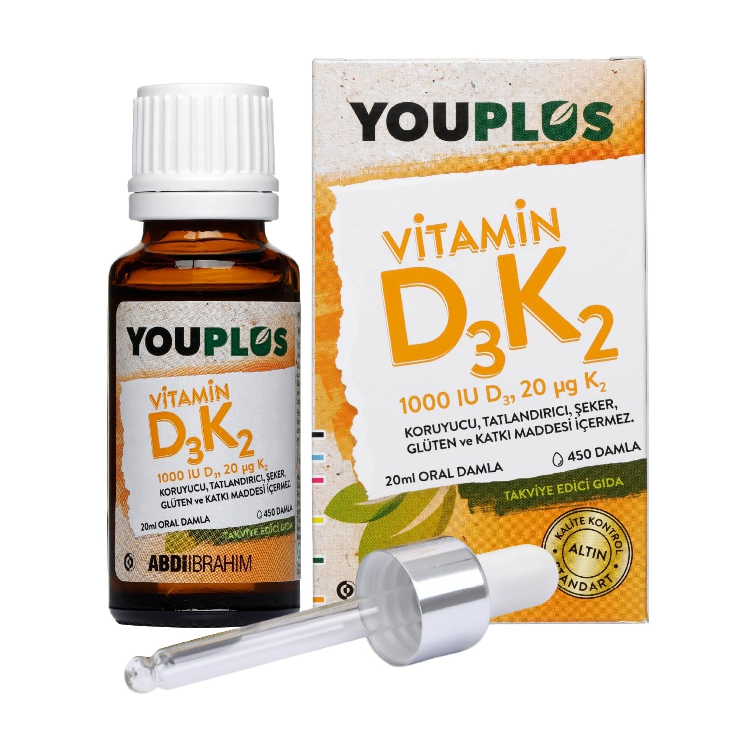 Youplus Vitamin D3K2 1000 IU 20 ML Oral Damla