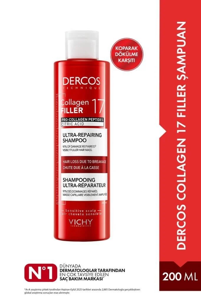 Vichy Dercos Collagen 17 Filler Tüm Saç Tipleri İçin Şampuan 200 Ml