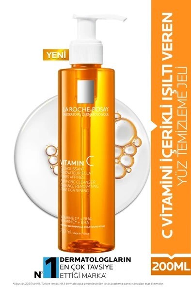 La Roche-Posay Vitamin C Işıltı Veren 200 ml Yüz Temizleme Jeli