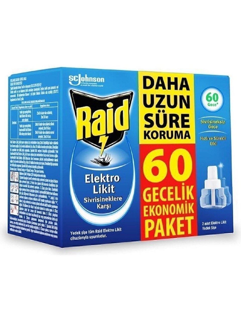 Raid Elektrolikit Sivrisinek Kovucu 42 ml 60 Gece Etkili Açık Kapı Pencerelerde Uzun Süreli Koruma