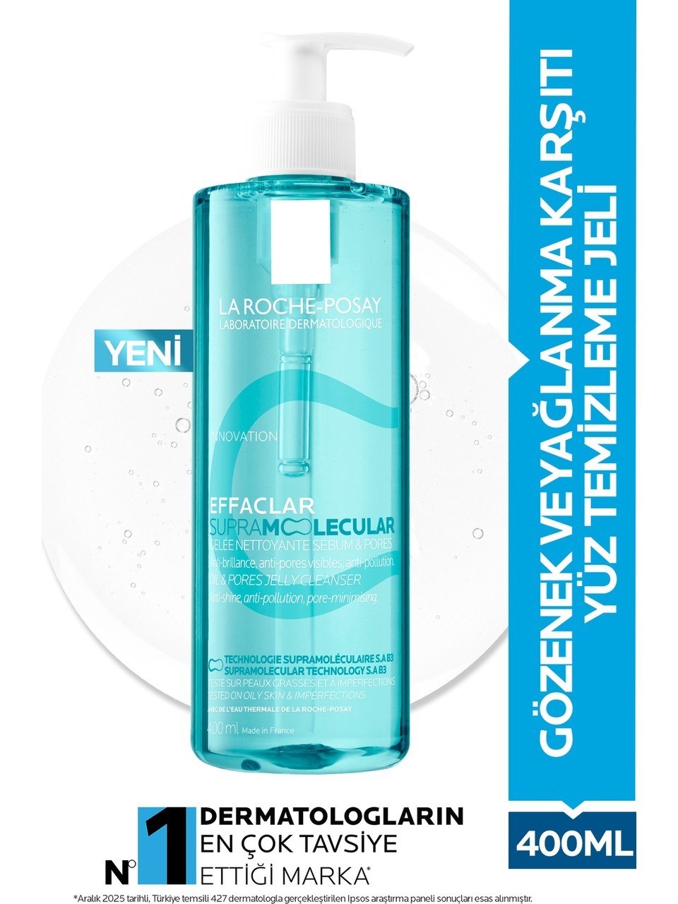 La Roche-Posay Effaclar Supramolecular Gözenek ve Yağlanma Karşıtı Yüz Temizleme Jeli 400 ml