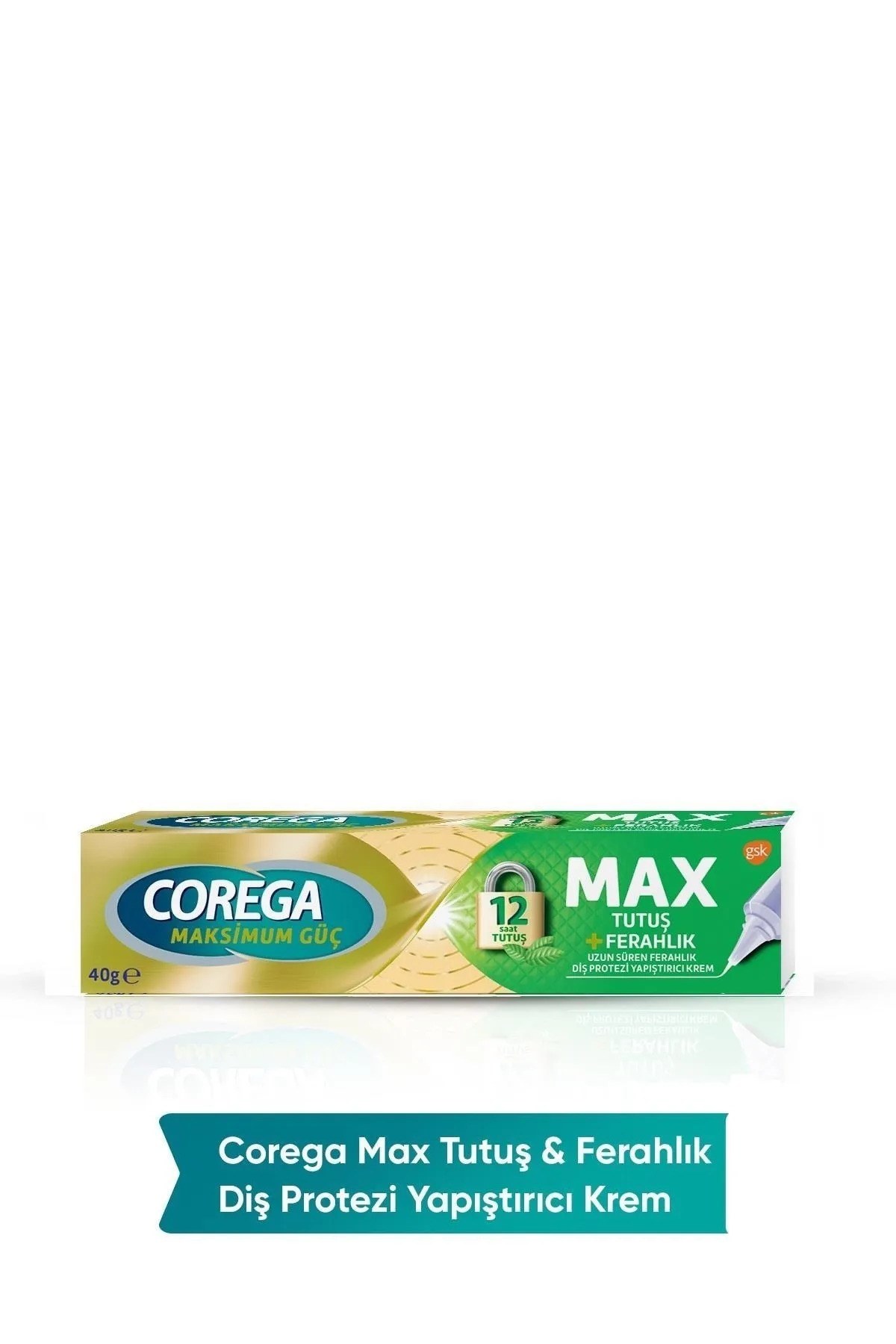 Corega Maksimum Güç Max Tutuş + Ferah Diş Protezi Yapıştırıcı Krem 40 gr